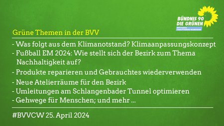 Grüne Themen in der BVV am 25.4.24
