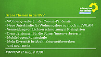 Grüne Themen in der BVV am 27.8.2020
