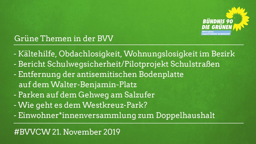 Grüne Themen in der BVV am 21.11.2019