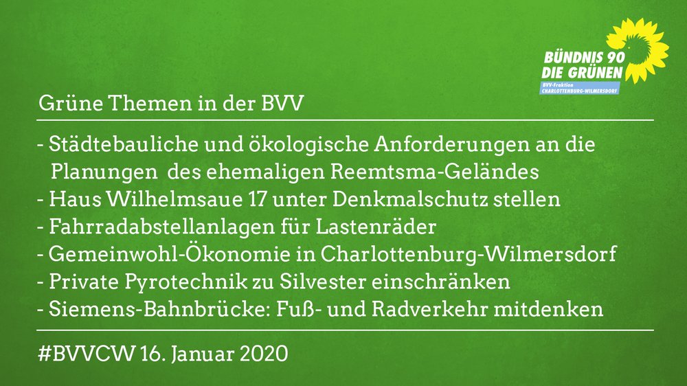 Grüne Themen in der BVV am 16.01.2020